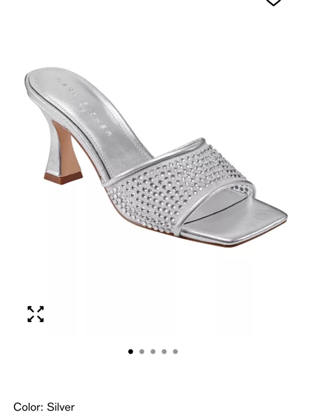 Marc Fisher Silver Crystal Slide Mule